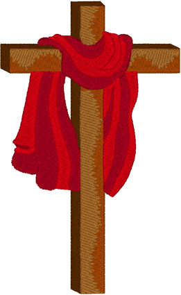 Latin Cross & Red Robe Religious Machine Embroidery Design