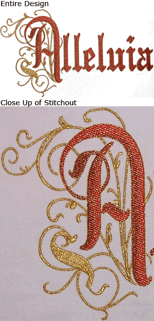 Alleluia - 3 Color Metallic Blend Religious Machine Embroidery Design