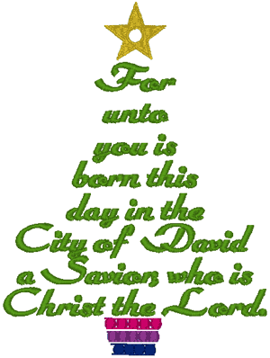 A Savior is Born Christmas Tree Religious Machine Embroidery Design
