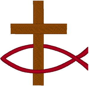 Machine Embroidery Design: Cross & Fish