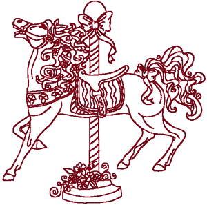 Desert Moon Redwork Carousel Horse Embroidery Design