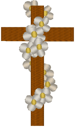 Machine Embroidery Design: Cross & Flowers