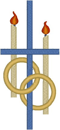 Wedding Rings & Cross #2 Religious Machine Embroidery Design