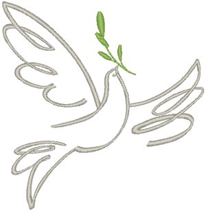Ascending Dove with Olive Branch Religious Machine Embroidery Design