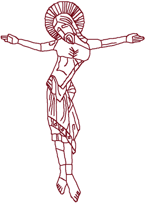 Machine Embroidery Design: The Crucifixion in Redwork