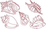 Redwork Ocean Seashells Embroidery Design