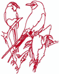  Redwork Embroidery Designs: Perched Songbirds