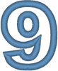 Alphabets Machine Embroidery Designs: Block Outline Number 9