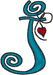 Alphabets Machine Embroidery Designs: Hanging Hearts Uppercase J
